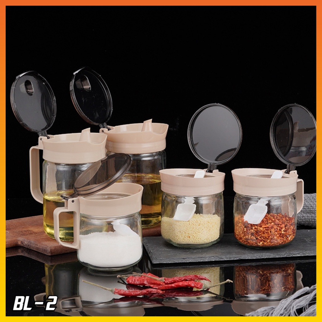 Toples Bumbu Dapur Kaca Set Toples dapur Set Wadah Minyak Tempat Bumbu Dapur Aesthethic Kitchen Jar Set Toples Bumbu Serbaguna BL-2 WHFURNITURE