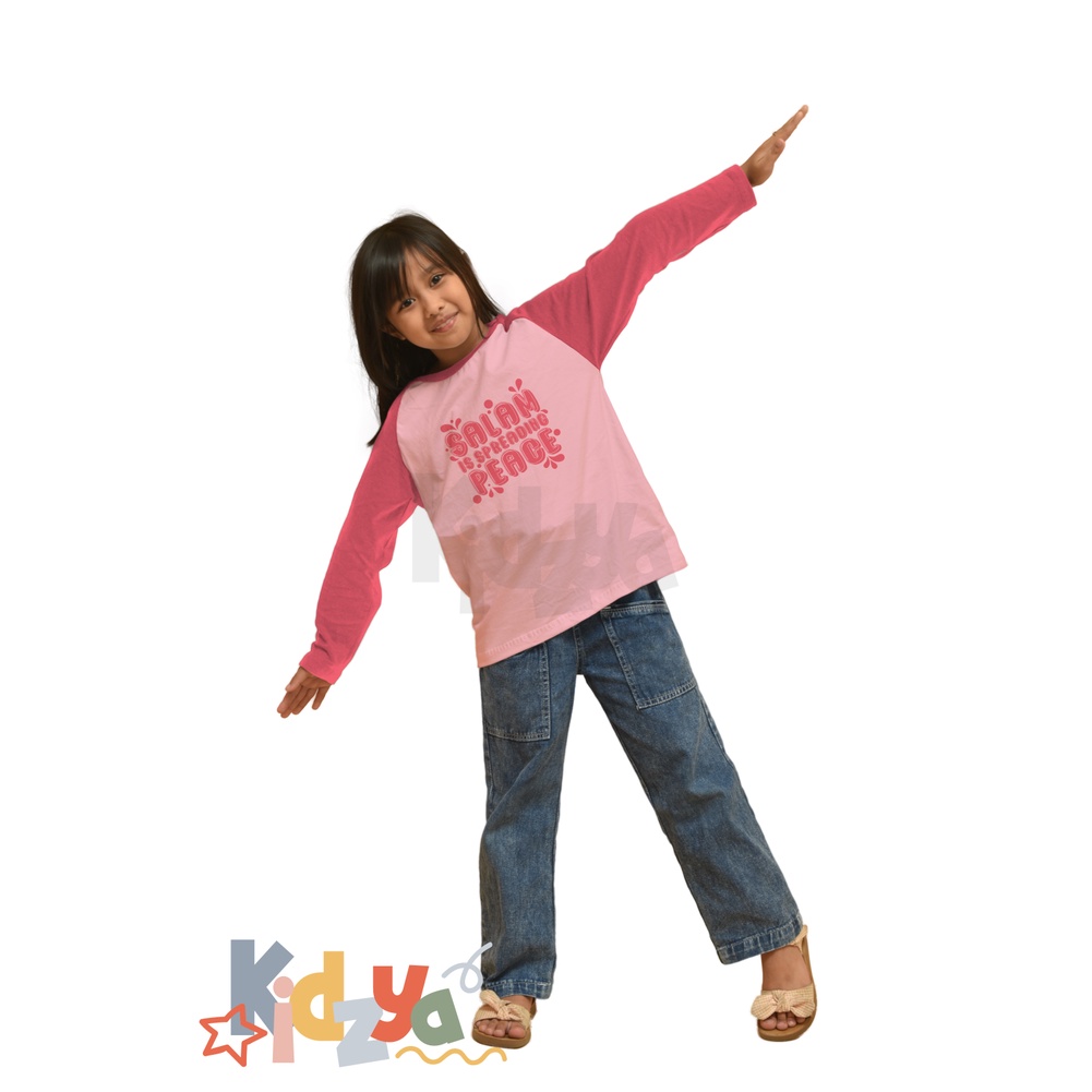 Baju Kaos Raglan Anak Muslim Panjang UNISEX - Salam is Spreading Peace - KIDZYA