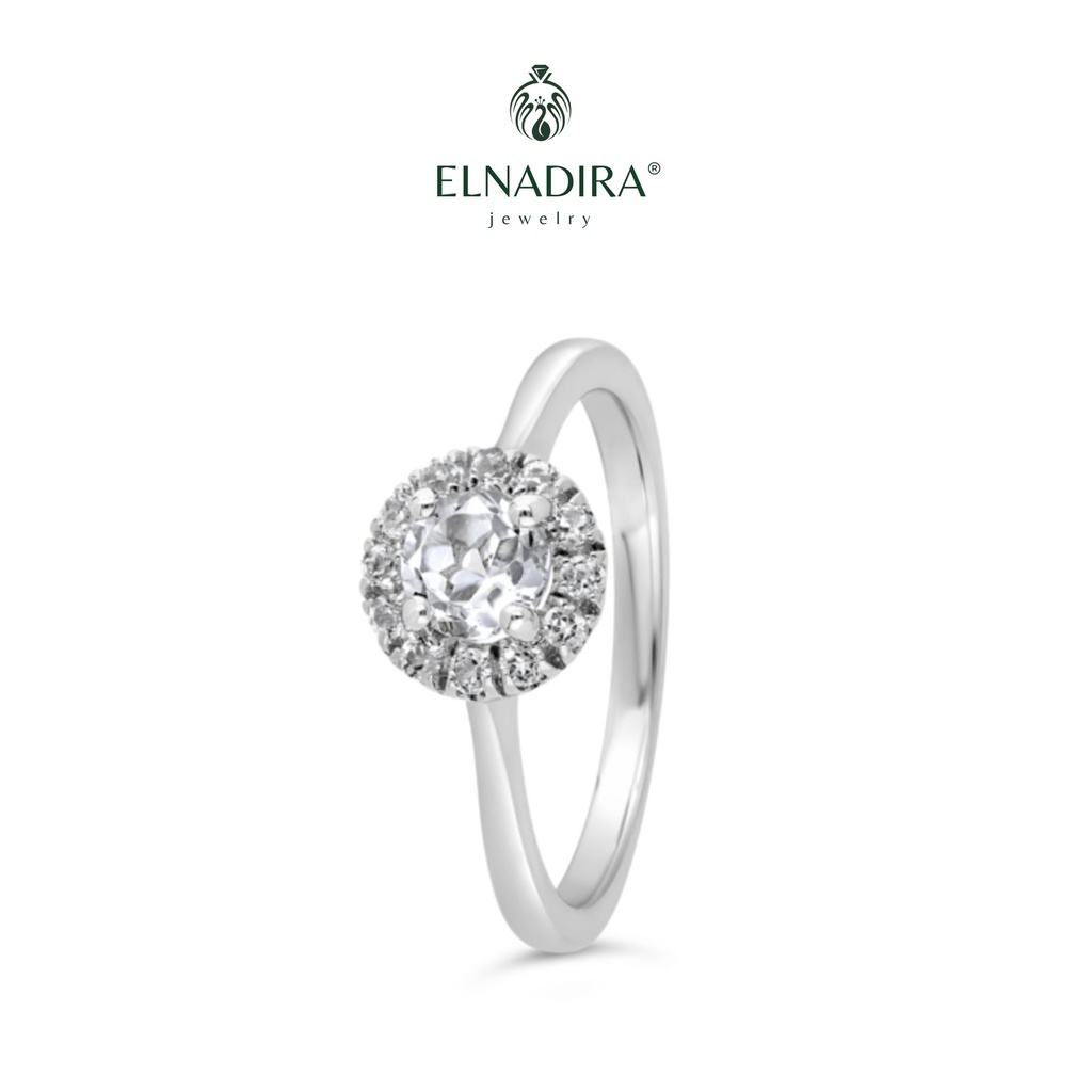 Cincin Tunangan Single Emas Putih / White Gold Bergaransi - Elnadira Jewelry