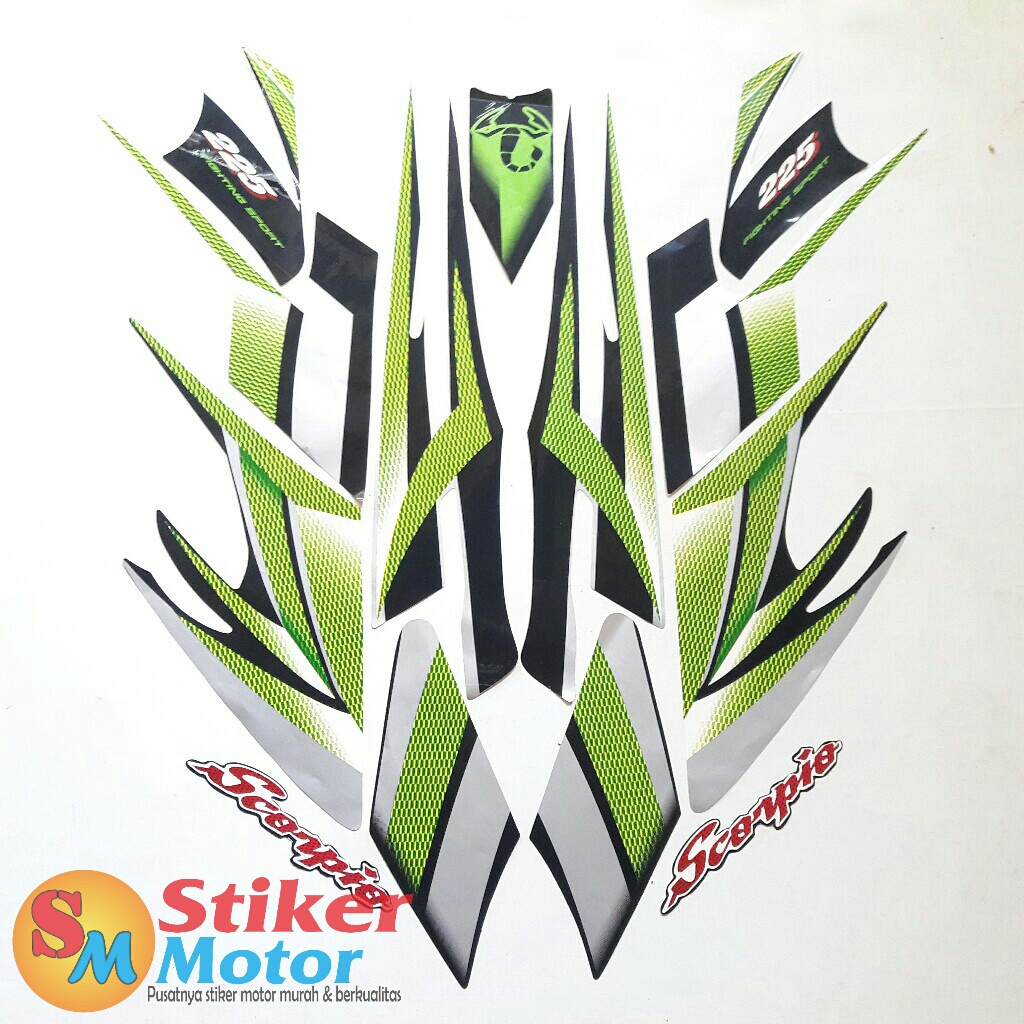 sticker striping body motor scorpio 2004 hijau