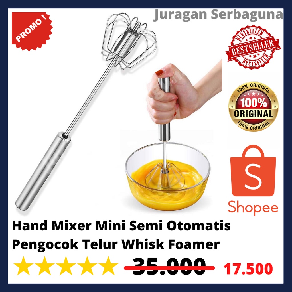 Hand Mixer Mini Semi Otomatis Pengocok Telur Whisk Foamer