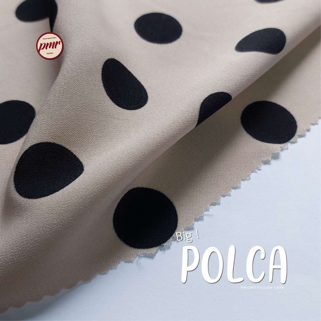 Kain CERUTY " Big Polca " MOTIF POLKADOT - Kain Polyester HARGA UNTUK 1/2 YARD