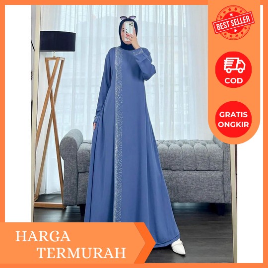 Model Gamis Terbaru 2023 Hitam Polos Simpel Modern Remaja Dress Eticha Wanita Muslim Pesta Elegan Me