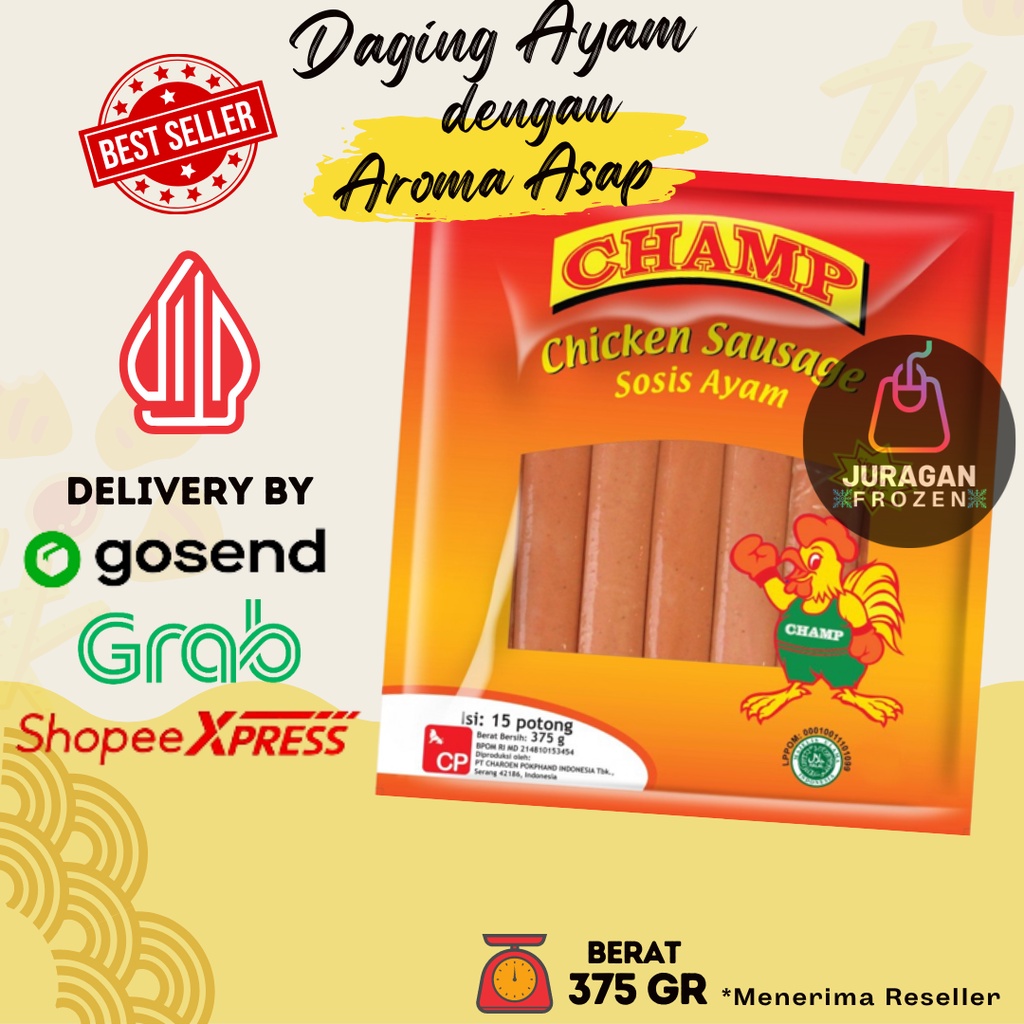 

CHAMP CHICKEN SAUSAGE SOSIS AYAM SERBAGUNA 375GR ENAK MURAH