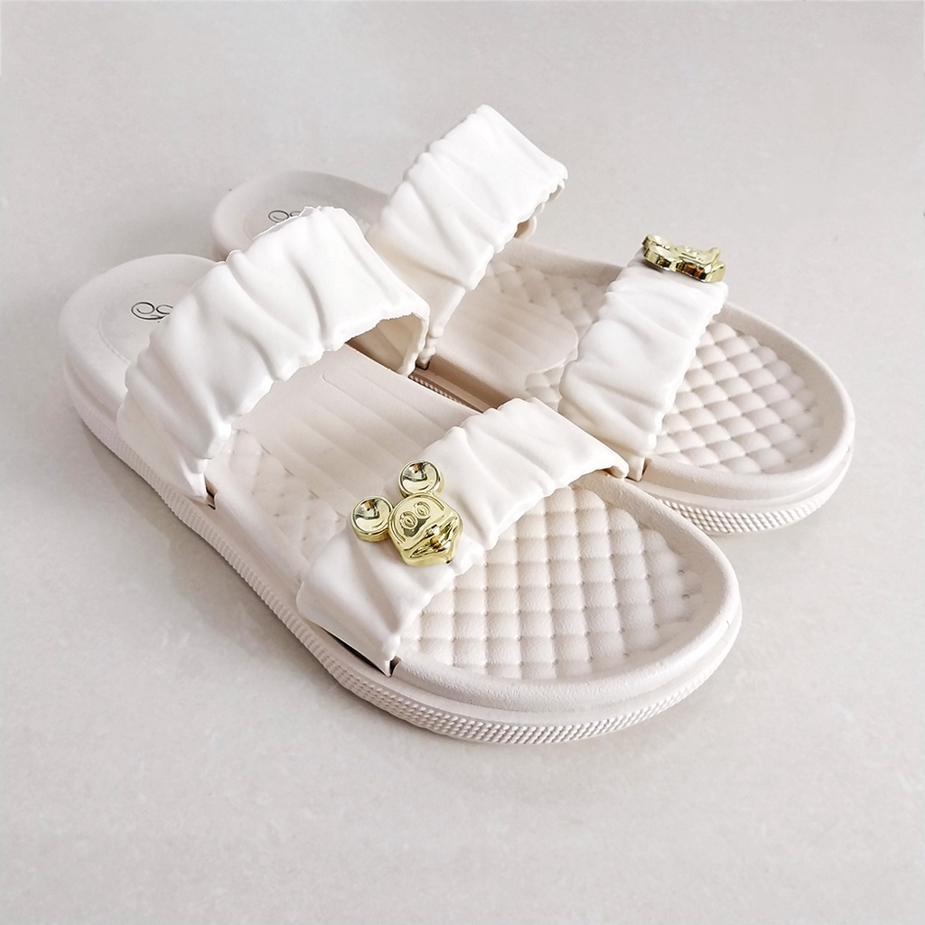 Sandal Slop Jelly Karet Wanita Slip On Motif Fashion Korea Style PVC Empuk Rumahan Kekinian Cewek Azgalery SPT-49