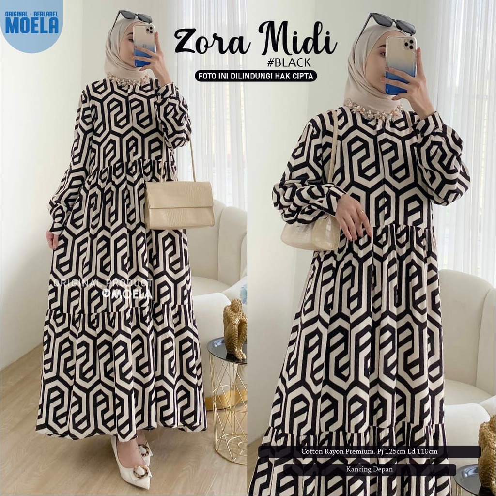 zora midi  midi dress terbaru 2023 midi dress rayon motif midi dress remaja  midi dress remaja kekin