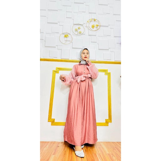 Gamis Terbaru 2023 Viral - Lisa Gamis Pure Linen Mix Organza Gamis Lebaran