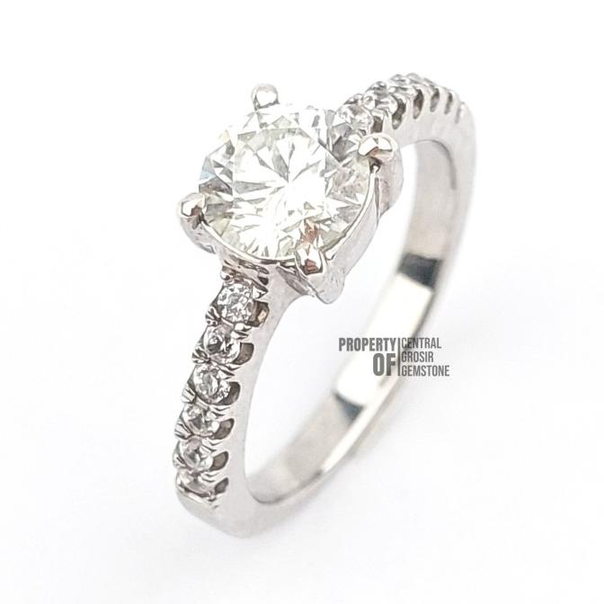 Cincin Wanita Berlian Moissanite Asli Sertifikat Ring Silver Perak