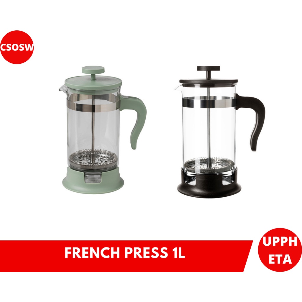 French Press Kaca 1L Alat Pembuat Teh Kopi Manual Coffee Press Tea Maker UPPHETTA