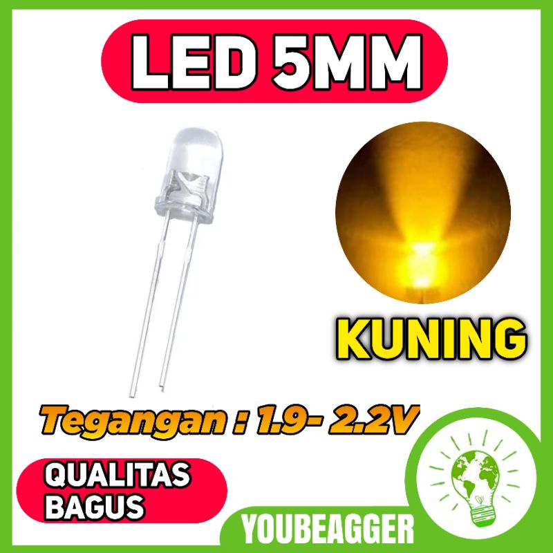 LED 5MM Kuning 1.9 - 2.2V qualitas bagus