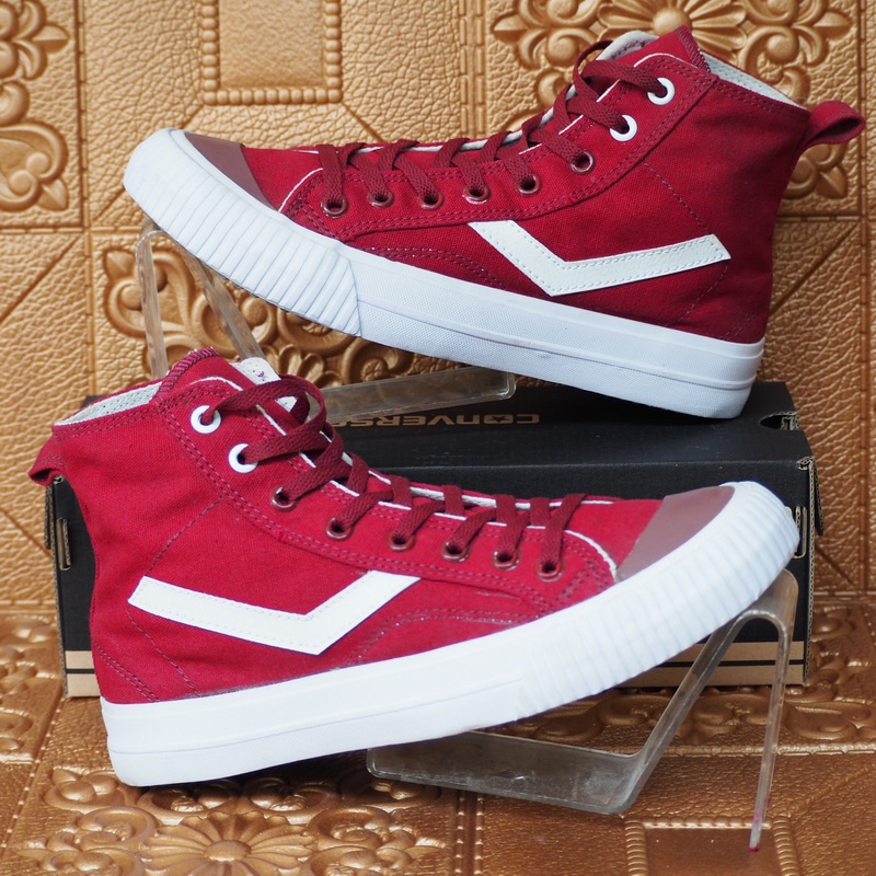 SEPATU SNEAKERS PRIA TINGGI CASUAL BAHAN KANVAS TEBAL 12OS LIKEORI HIGH BIRUNAVY