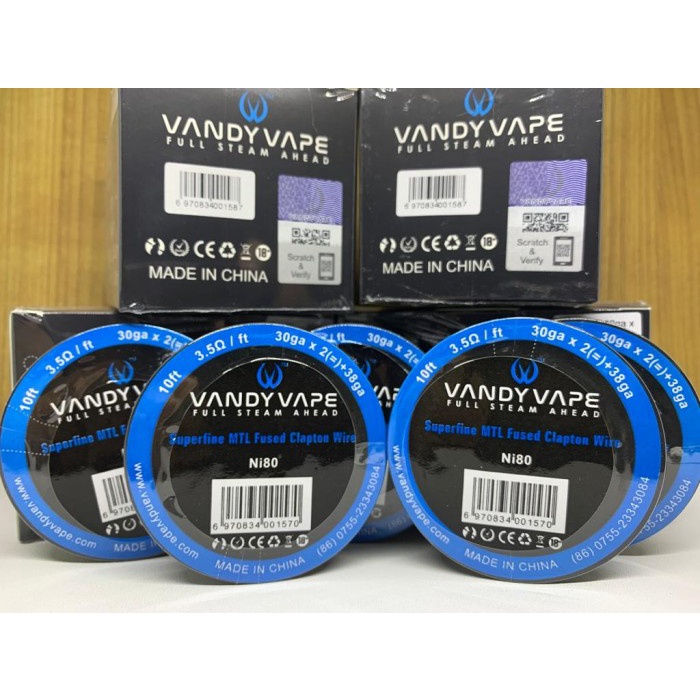 Vandy nichrome Ni80 Superfine EMTL Fused Clapton Alien 30 x 2+38 coil