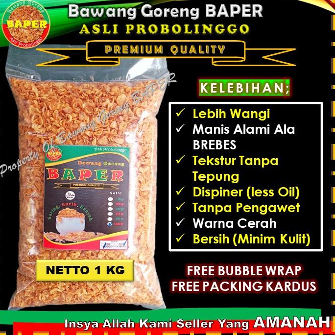 

HOT Bawang Goreng Asli 1kg Tanpa Tepung Khas Probolinggo PREMIUM BAPER Renyah Lebih Wangi Rendah Minyak
