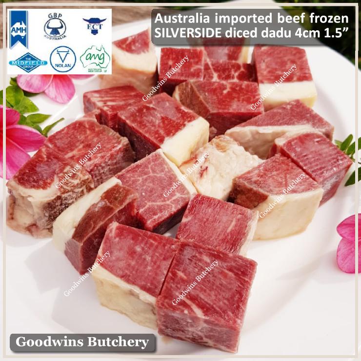 

Beef SILVERSIDE Daging empal dendeng rendang import Australia RALPHS frozen PORTIONED DICED DADU