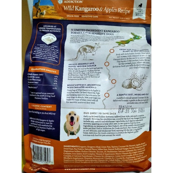 Makanan Anjing Wild Kangaroo &amp; Apples Recipe Grain-Free 1.8 Kg