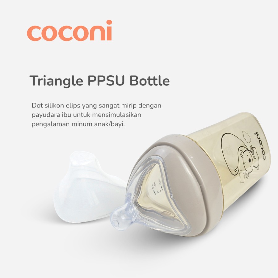 Coconi Triangle Feeding Bottle PPSU 150/240ML / Botol Susu Anak PPSU