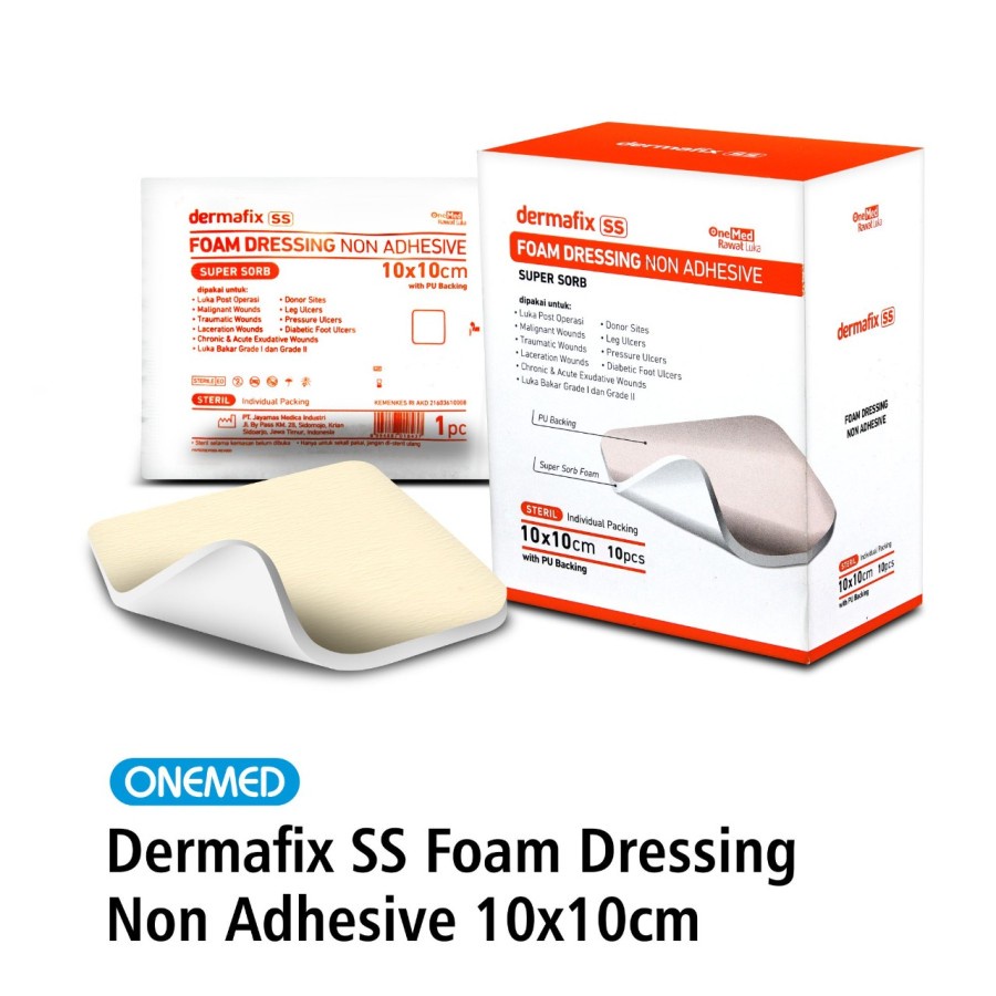 Foam Pad penyerap cairan luka / Dermafix SS Foam Dressing 10 x 10cm OneMed