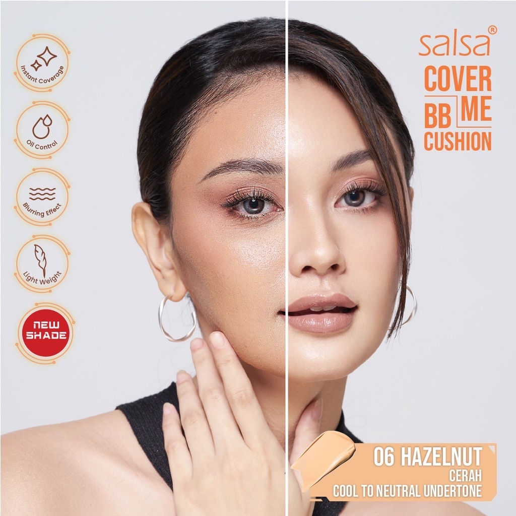 SALSA Cover Me BB Cushion Indonesia / Semi Matte SPF 30 PA++ 20g / Smooth Finish Waterproof Flawless Look Light Formula Medium