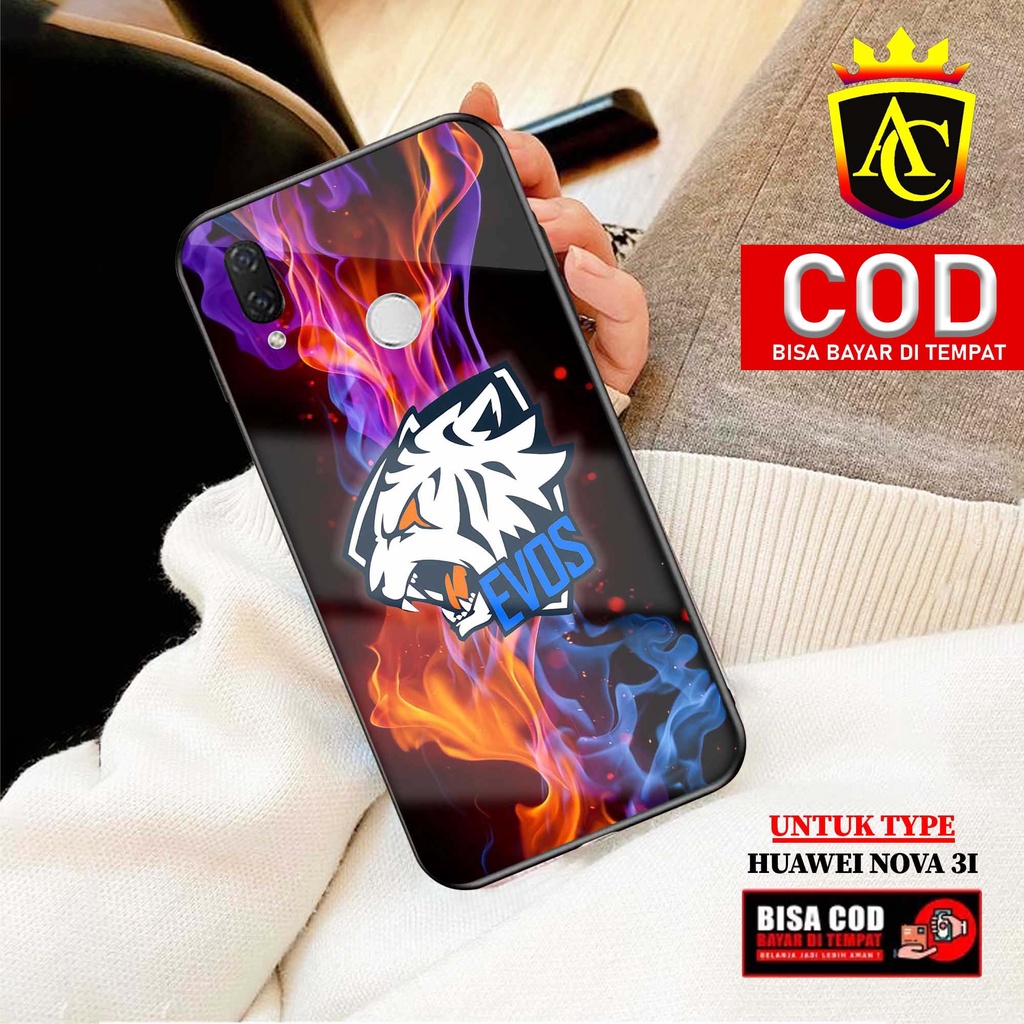 Case Huawei Nova 3i - Aneka Case - [ EVOS ] Softcase Glass - Hardcase Glossy - Fashion Case hp Huawe