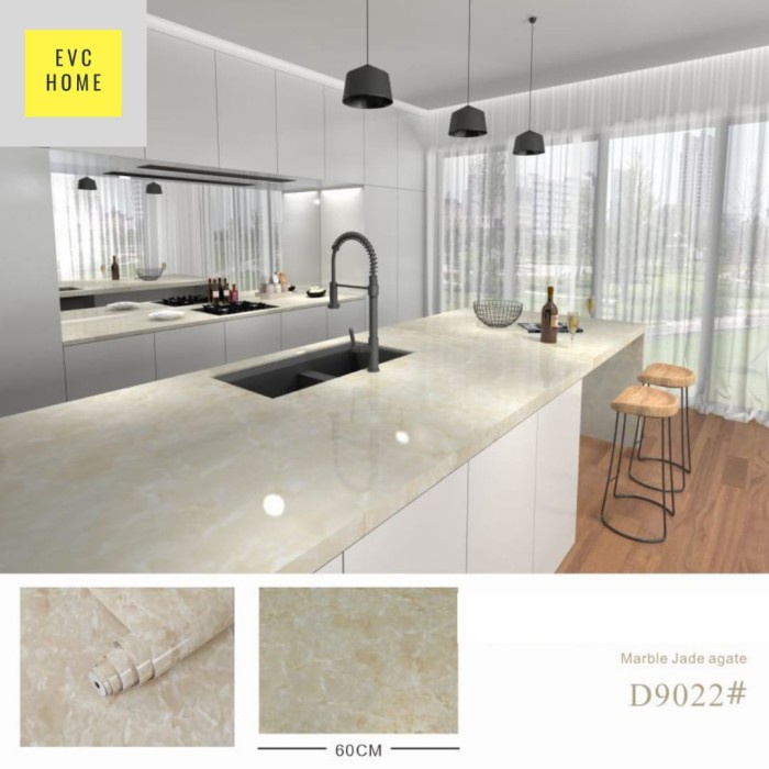 Wallpaper Sticker Dapur Warna Coklat /Cream Marmer Granit 60cm x 3m