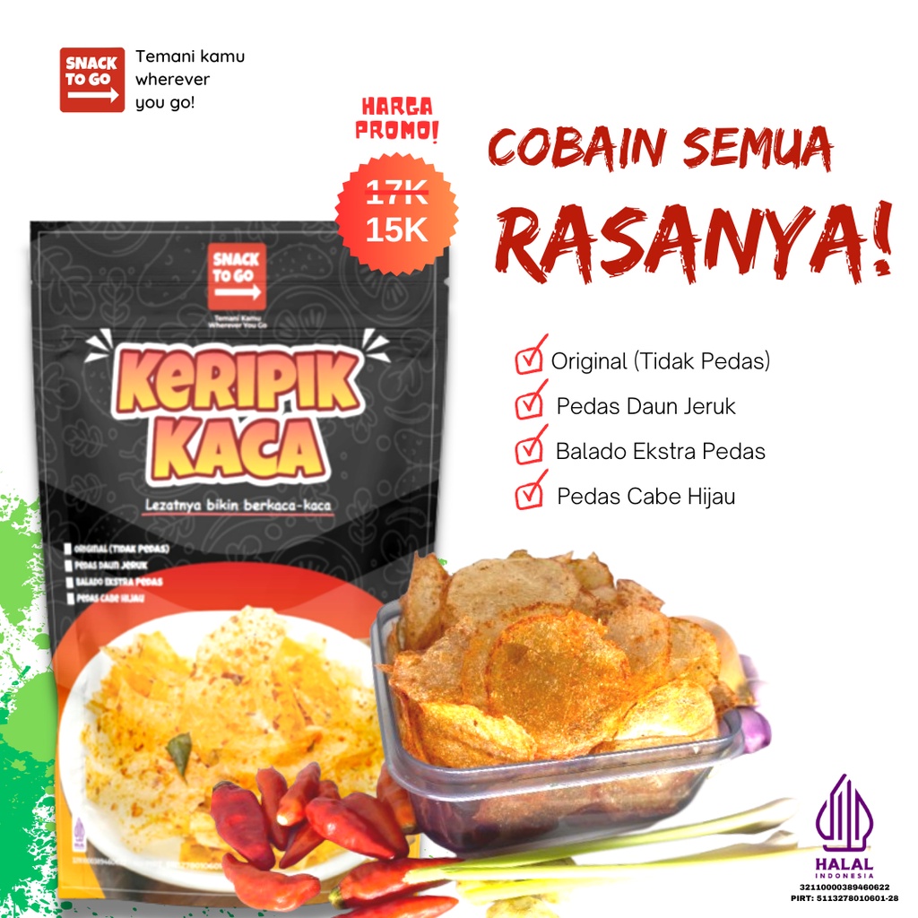 

Cemilan Keripik Kaca / Keripik Beling / Kripca Pedas | Snack to Go