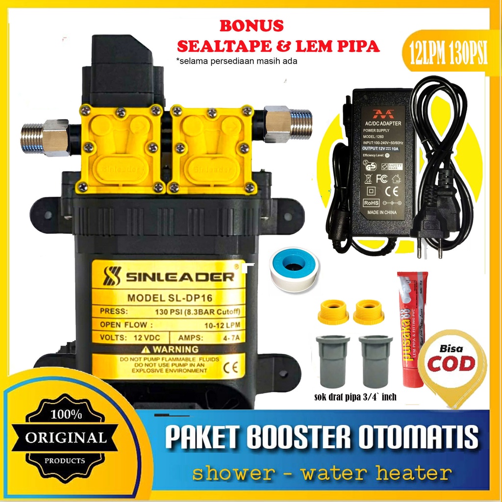 Paket Pompa Booster Khusus Toren - Dualpump Sinleader 12LPM 130-160PSI - Pipa 3/4 Inch