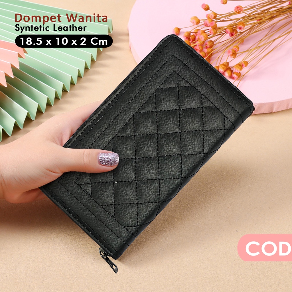 Dompet panjang wanita kulit sintetis dompet wanita muat hp uang koin kartu dompet wanita simple elegan