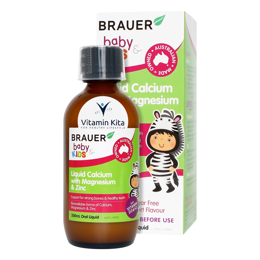 Brauer Baby And Kids Liquid Calcium with Magnesium And Zinc - 200 ml | mendukung kesehatan dan kekuatan tulang dan gigi