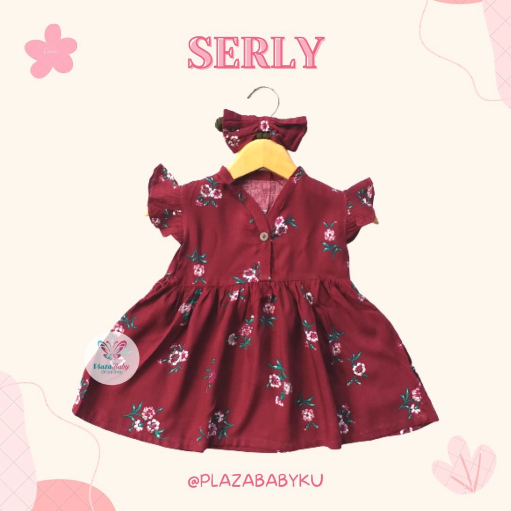 SALE 10.10 Plazababyku BBB DRESS SERLY dress anak perempuan bayi motif bunga lucu free headband