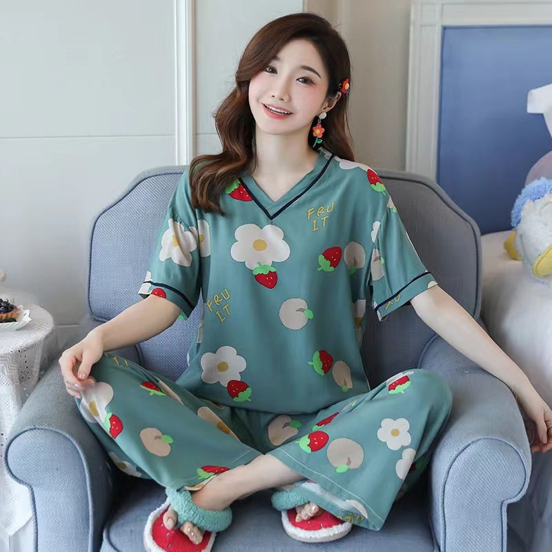 RULIF SET PIYAMA VNECK RAYON IMPORT | BAJU TIDUR WANITA LENGAN PENDEK | PIYAMA RAYON VNECK CP IMPORT