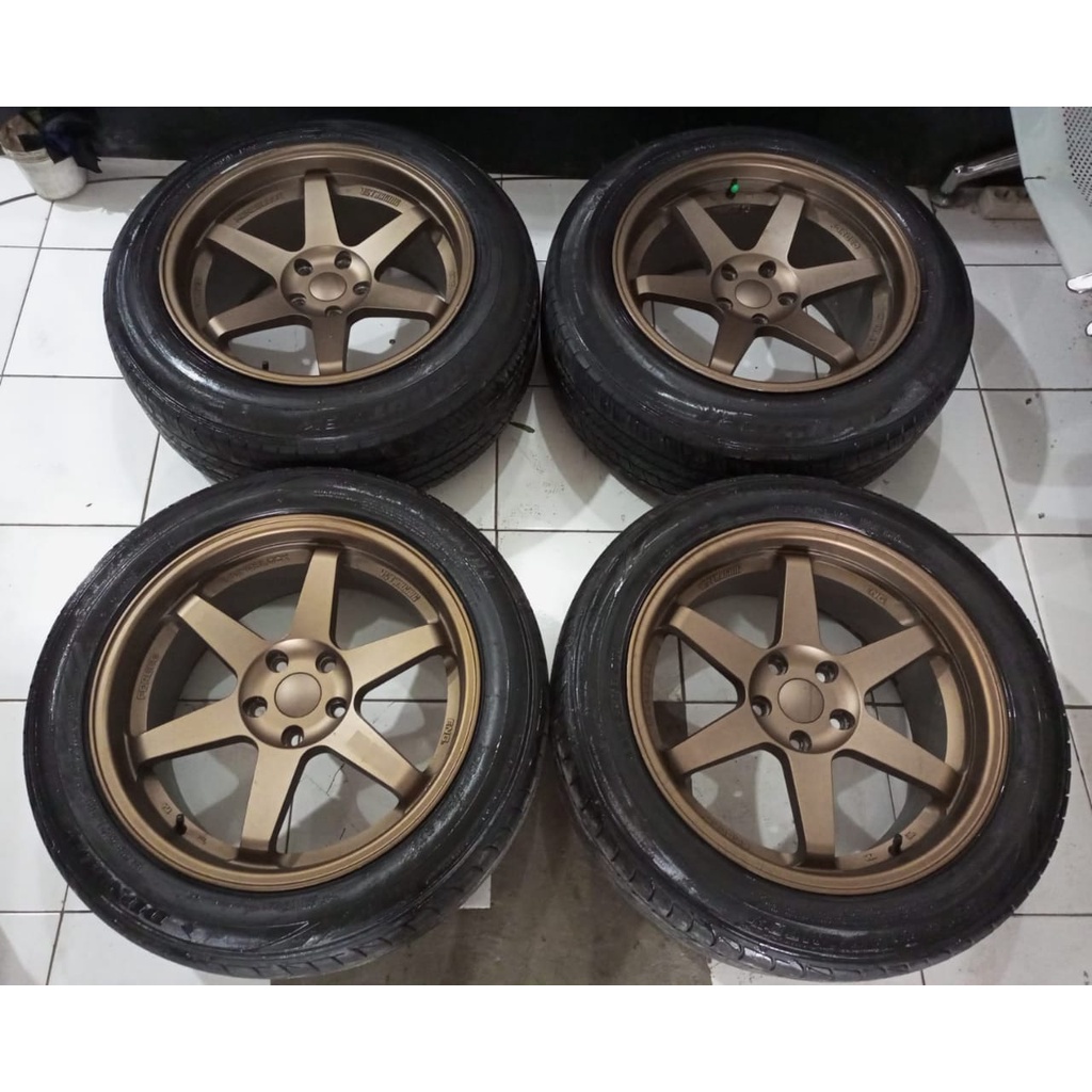 Velg Mobil Bekas TE37 Ring 18 Lebar 85/95 Pcd 5x114,3 Et35 Ban 235 50 & 225 60 Dunlop