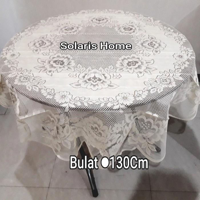 Taplak Meja Bulat Bundar Kain Renda Bunga Rose Diameter 130Cm
