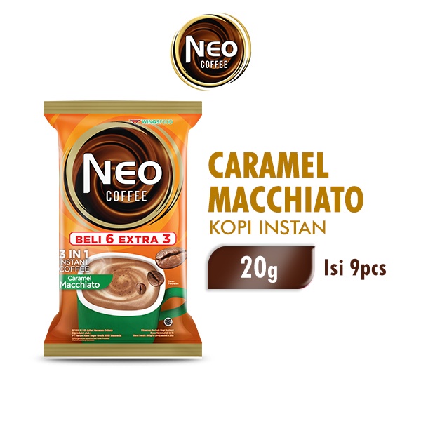 

Neo Coffee Kopi Instan Caramel Macchiato Pack 20 gr isi 6 + 3 pcs