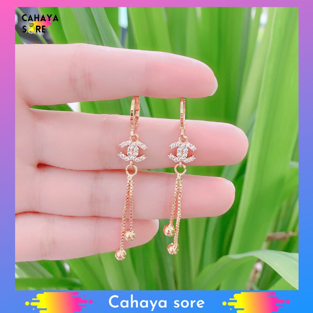 Anting Xuping Gold Anting Dewasa Model Clip Permata Pelangi AD33