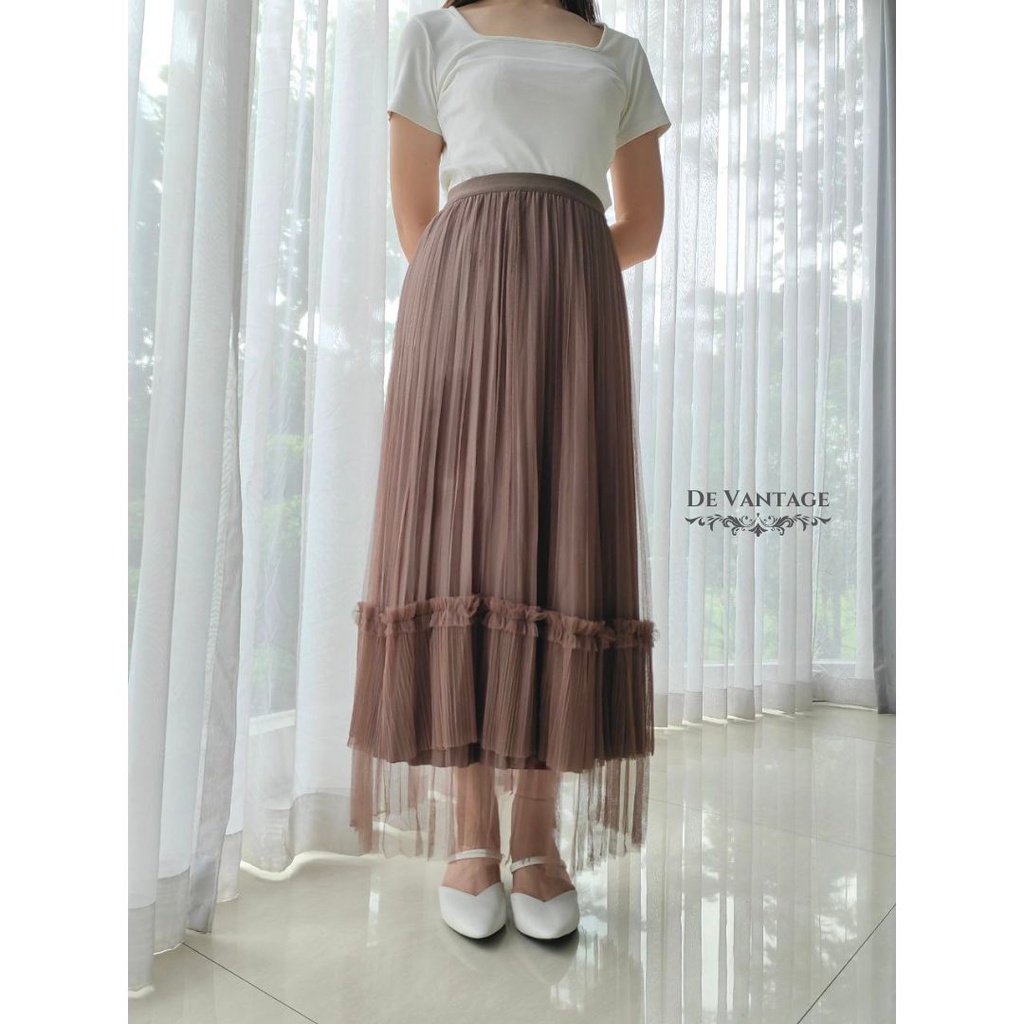 Rok Tutu Bolak Balik dengan Tile Kombinasi / Rok Tile Bludru Panjang / Reversible Tulle Velvet Skirt