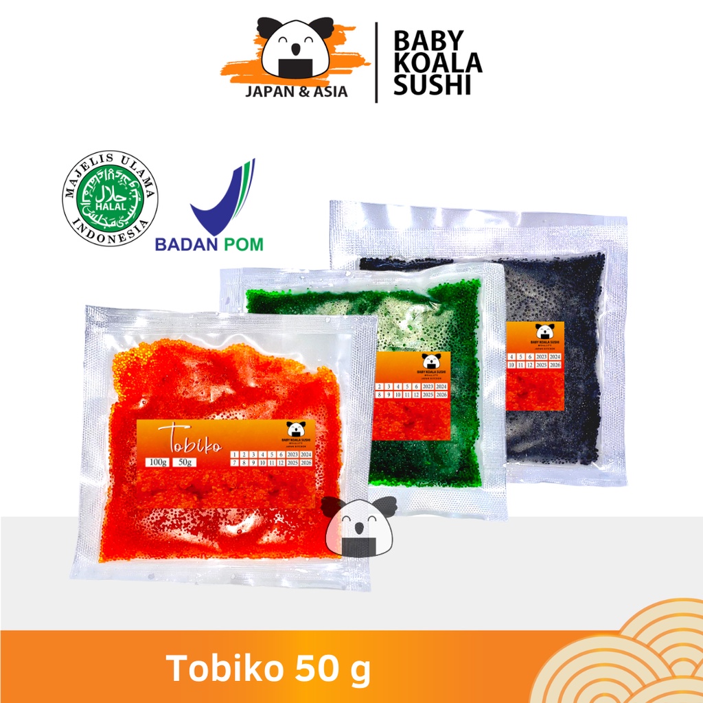 TOBIKO Premium Orange 50 g Halal │ Telur Ikan Terbang Oren Berbumbu │ Seasoned Flying Fish Roe