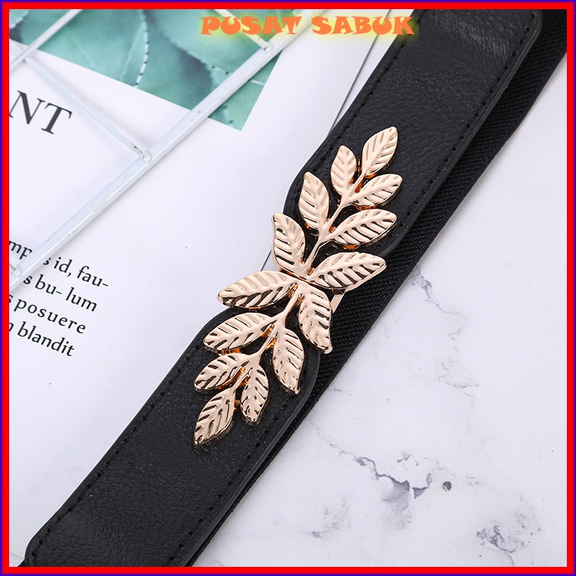 Gesper Wanita Ikat Pinggang Belt Kecil Fashion Sabuk Aksesoris Cewek Karet Korea Import Slim Kecil Kekinian Gasper Pingang Hitam Pesta Gaun Cantik Murah obi lak kulit Mewah Untuk Dewasa Gold Model daun Kain rajut besar langsing Formal Kuat Awet obe oby cm