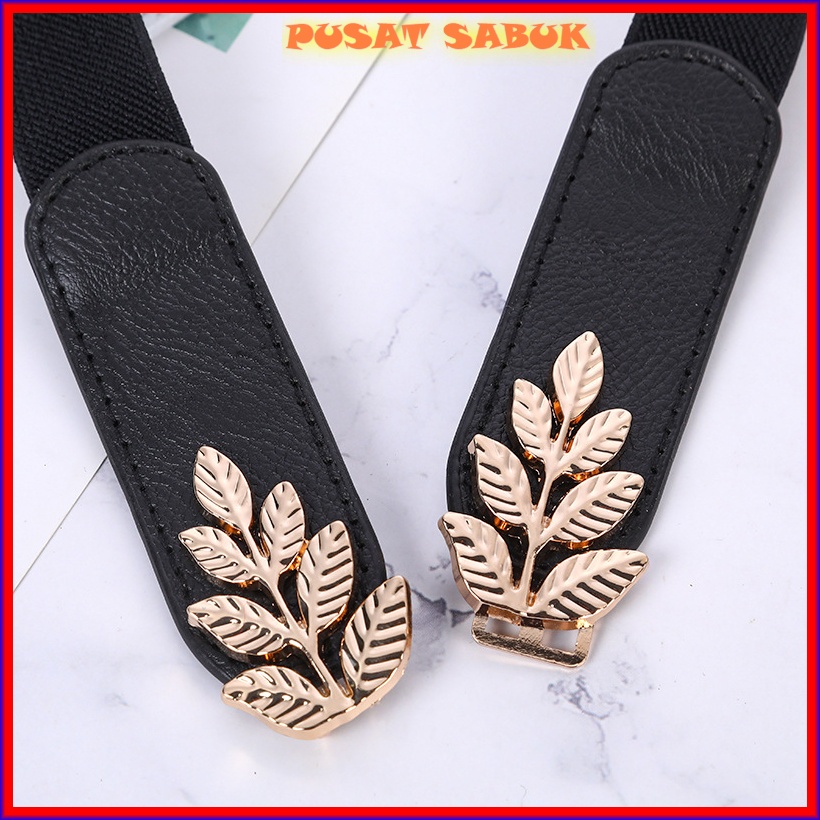 Gesper Wanita Ikat Pinggang Belt Kecil Fashion Sabuk Aksesoris Cewek Karet Korea Import Slim Kecil Kekinian Gasper Pingang Hitam Pesta Gaun Cantik Murah obi lak kulit Mewah Untuk Dewasa Gold Model daun Kain rajut besar langsing Formal Kuat Awet obe oby cm