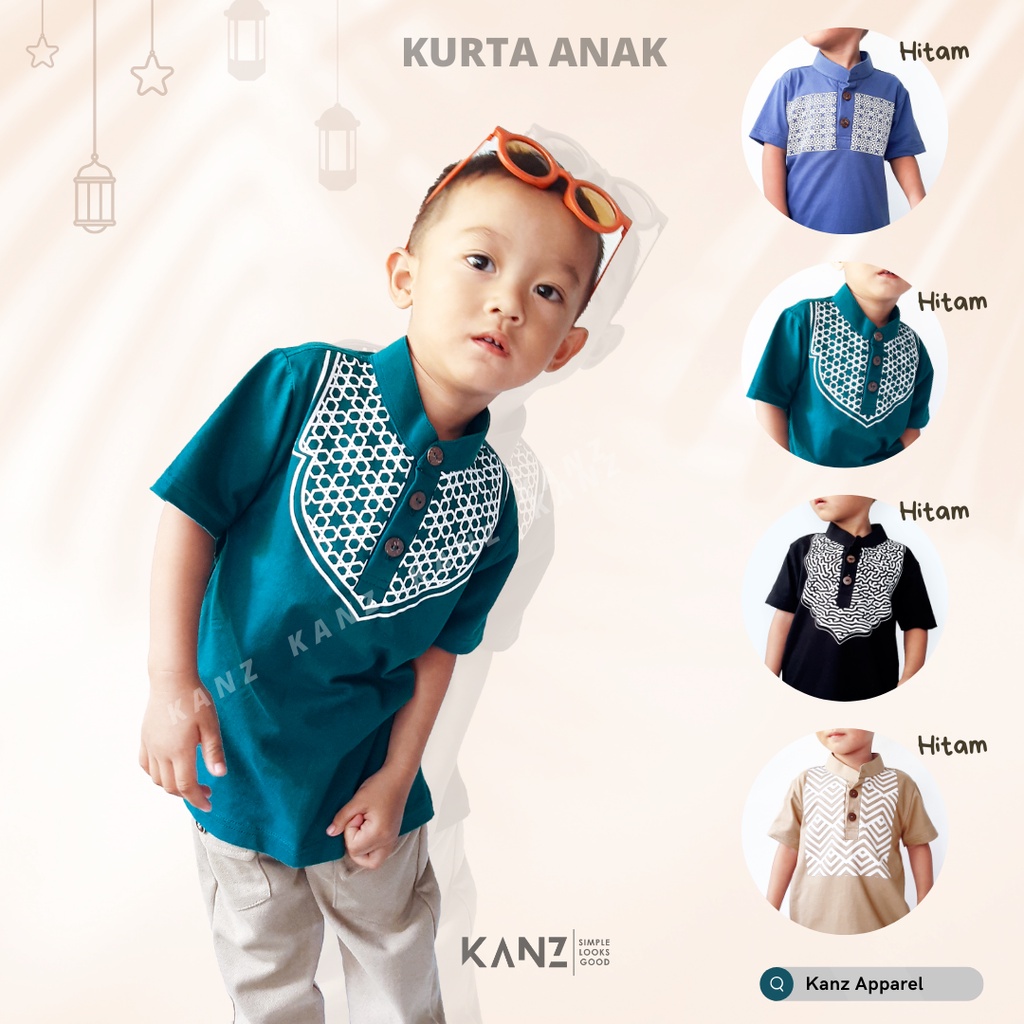Baju Muslim Kurta Koko Bayi / Anak Laki-laki  Usia 1 - 12 tahun | Pakaian Atasan Muslim | SABLON PREMIUM QUALITY | ORIGINAL
