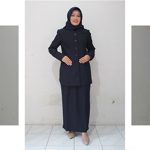 Terlaris Setelan Blazer Biru Dongker Setelan Seragam Guru Pns Terbaru