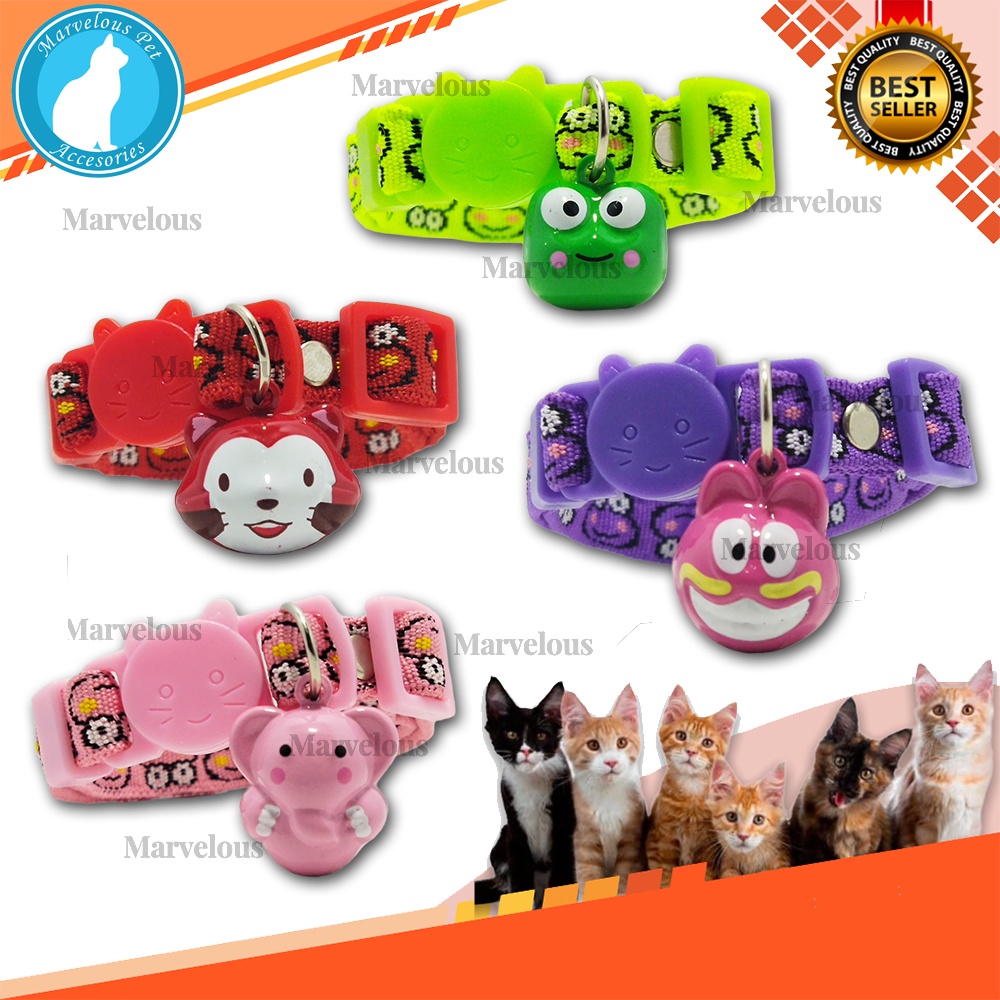 Kalung Kucing lonceng karakter lucu motif kodok bisa request lonceng ecer dan grosir ( bahan tebal )