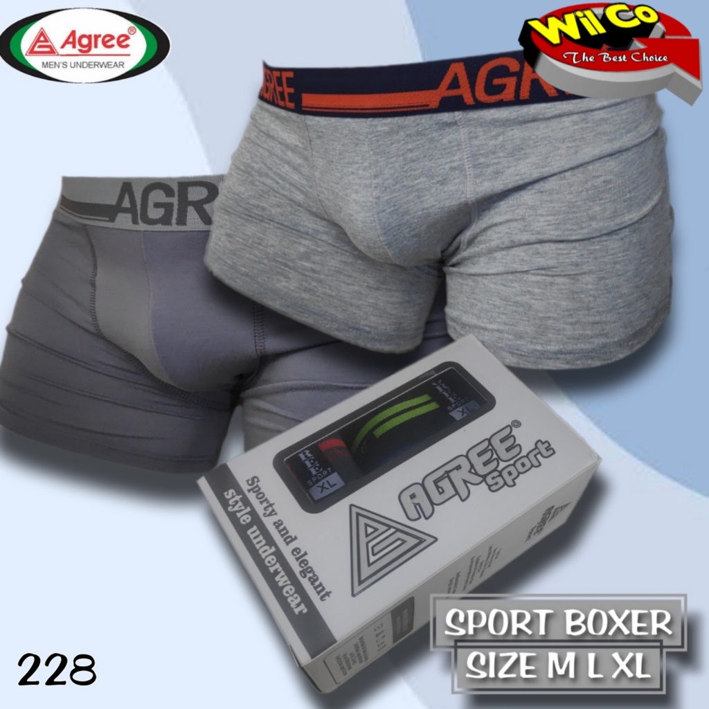 K228D - (DIJUAL PER 1 BOX ISI 2 Pcs) CELANA DALAM BOXER PRIA DEWASA AGREE SIZE M-XL