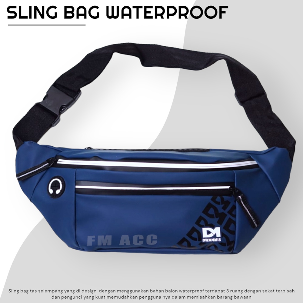 Tas Selempang Pria Wanita Bahan Bahon WaterProof Model Kekinian Sling Bag Tas Multifungsi