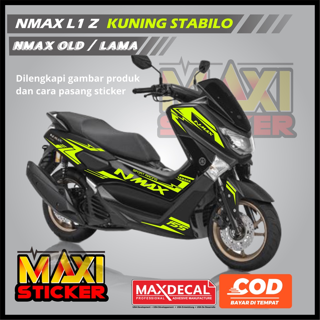 Stiker Striping Nmax Kuning Hijau Stabilo Aksesoris Cutting Sticker Nmax 2016-2019