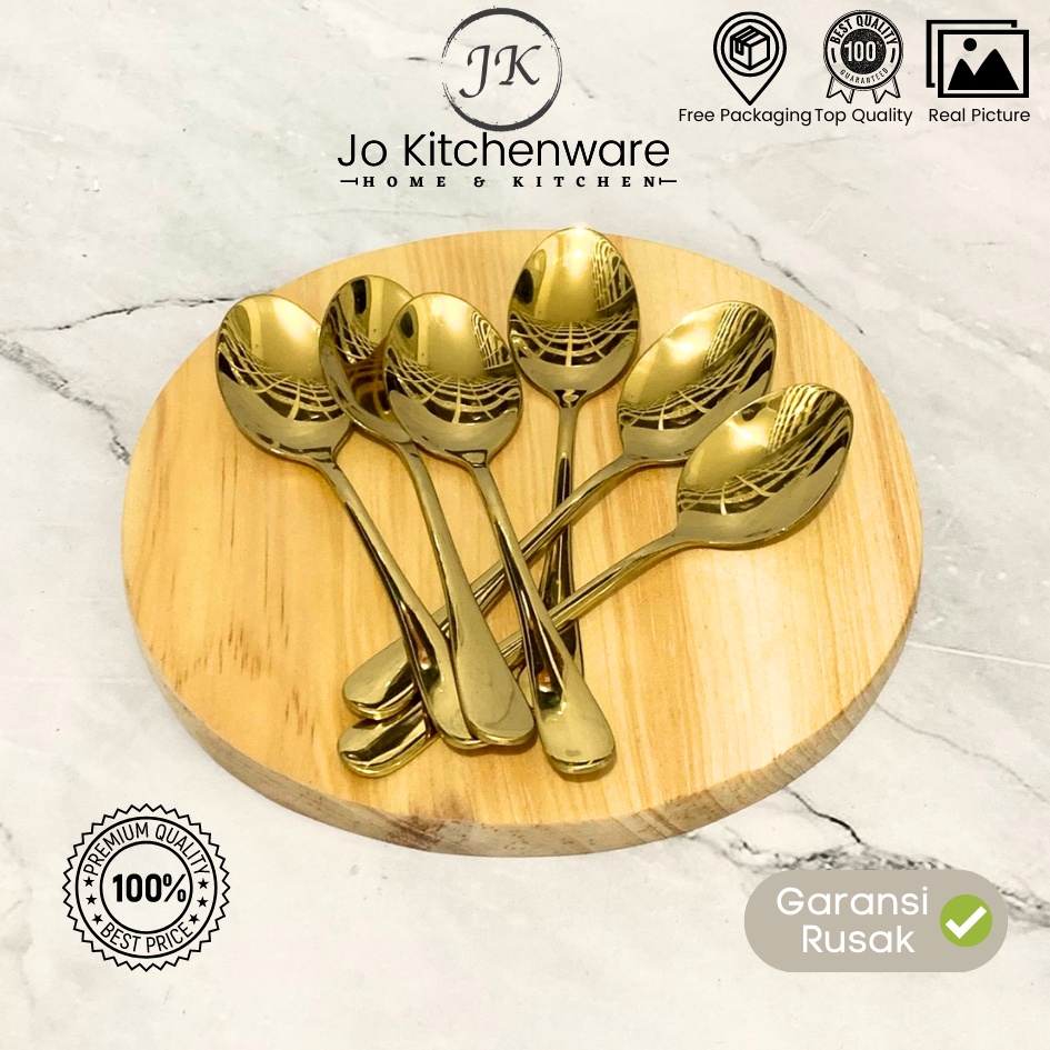 Sendok Garpu Kecil Stainless Gold Tebal Set 6 pcs Premium
