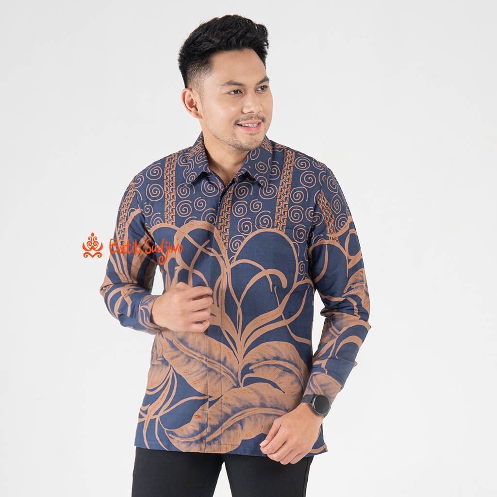 SUDJIWOBATIK 1138 Hem Kemeja Batik Pria Cowok Laki Laki Lengan Panjang Premium Lapis Furing Solo Laweyan Original