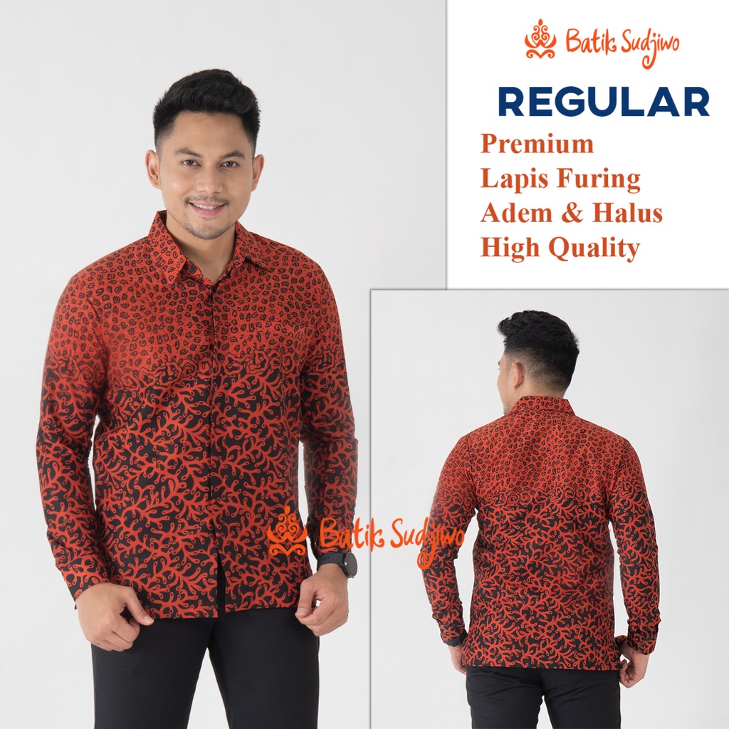 SUDJIWOBATIK 1154 Hem Kemeja Batik Pria Cowok Laki Laki Lengan Panjang Premium Lapis Furing Solo Laweyan Original