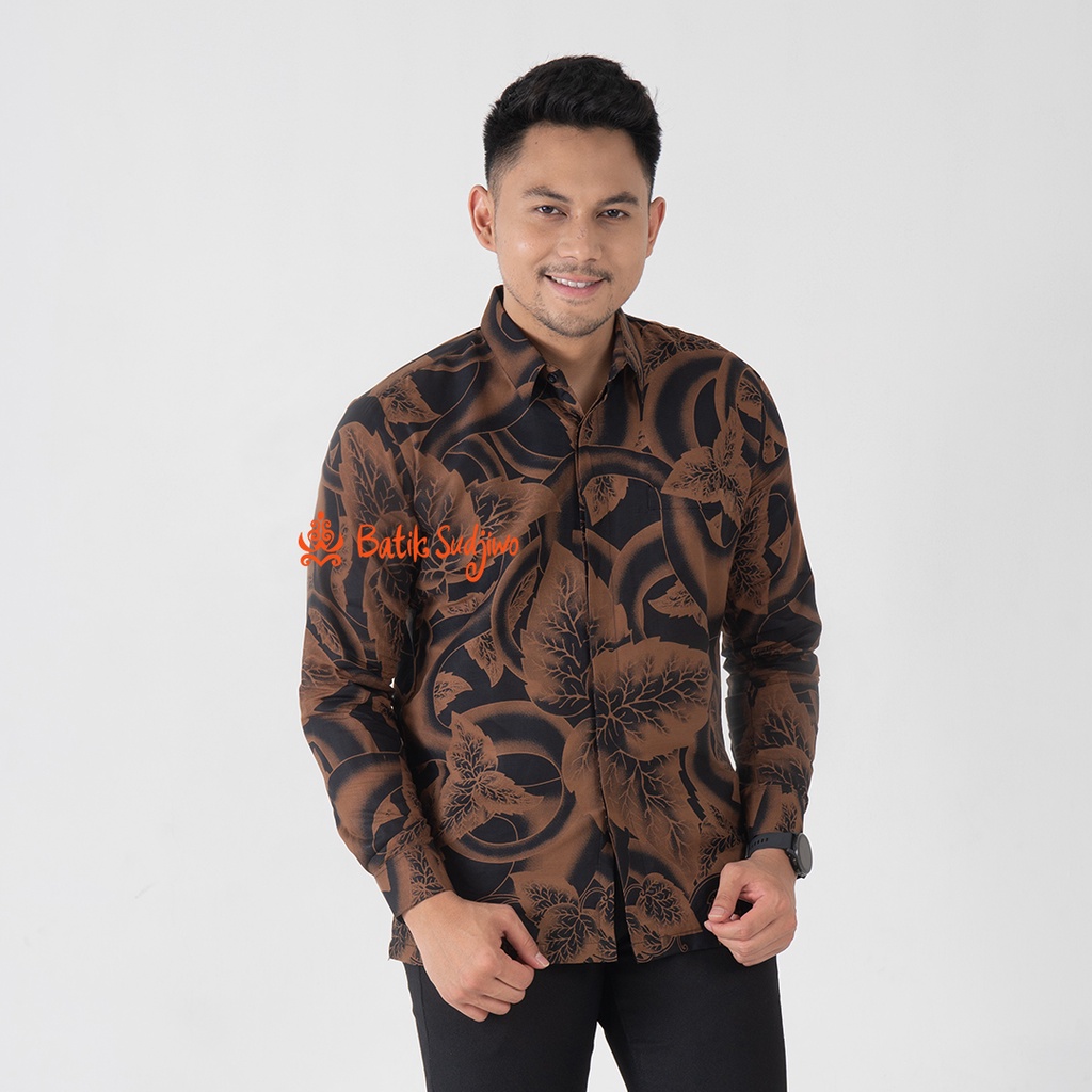 SUDJIWOBATIK 1164 Hem Kemeja Batik Pria Cowok Laki Laki Lengan Panjang Premium Lapis Furing Solo Laweyan Original