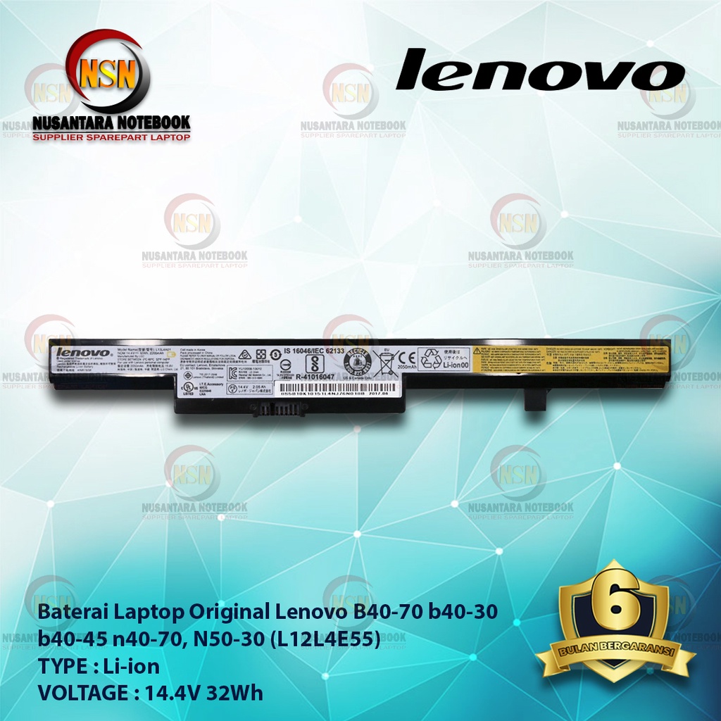 Baterai Original Laptop Lenovo B40-70 b40-30 b40-45 n40-70, N50-30 L12L4E55 Original