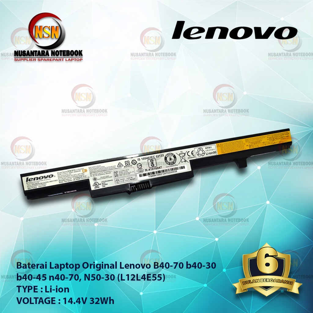 Baterai Original Laptop Lenovo B40-70 b40-30 b40-45 n40-70, N50-30 L12L4E55 Original